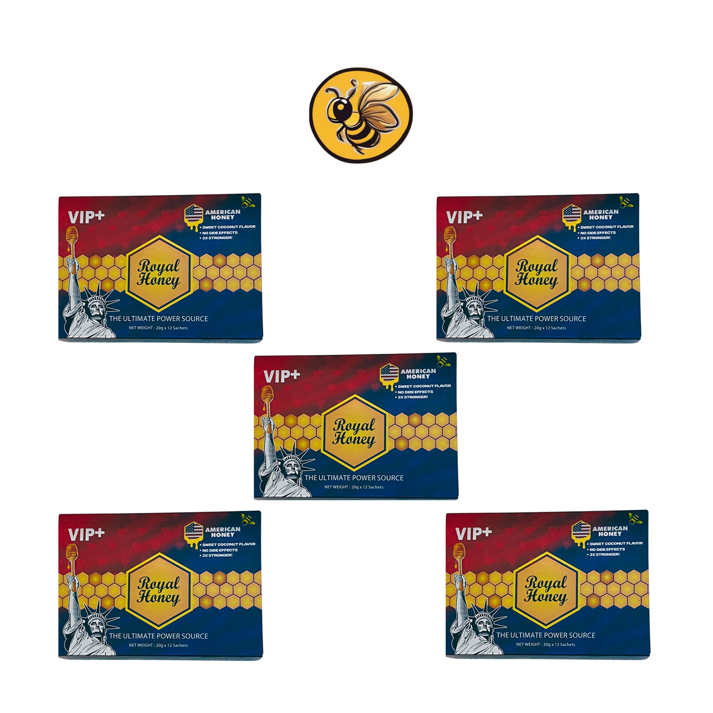 Royal Honey VIP+ (Sabor Coco) 5 Cajas (60 sobres)