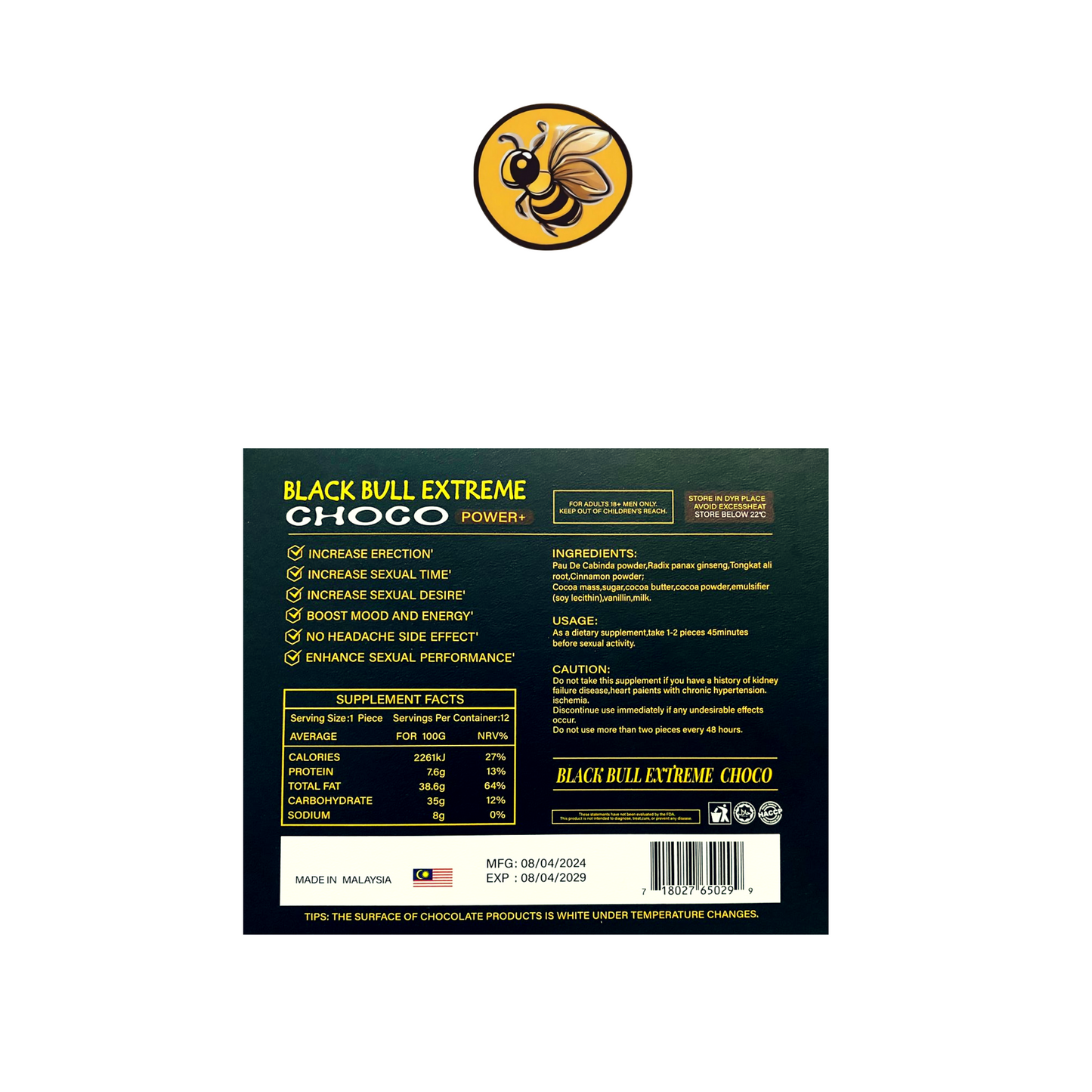 Chocolate Black Bull Extreme 20 Cajas de 240 Piezas - Energía y Estímulo al Mejor Precio