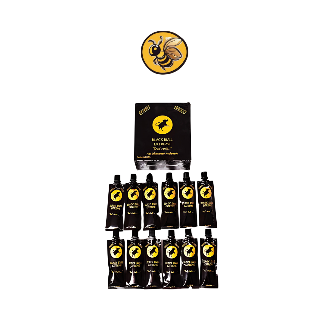 Black Bull Energía Natural En Miel - 1 Caja de 12 Sobres para Rendimiento Contínuo